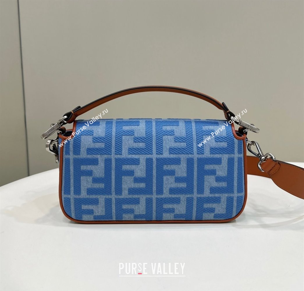 Fendi Baguette Medium Bag in Light Blue Denim with FF embroidery 2023 (CL-240219106)