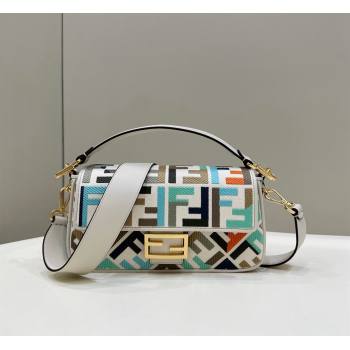 Fendi Baguette Medium Bag in Green Multicolor canvas with FF embroidery 2024 0159BM (CL-240219107)