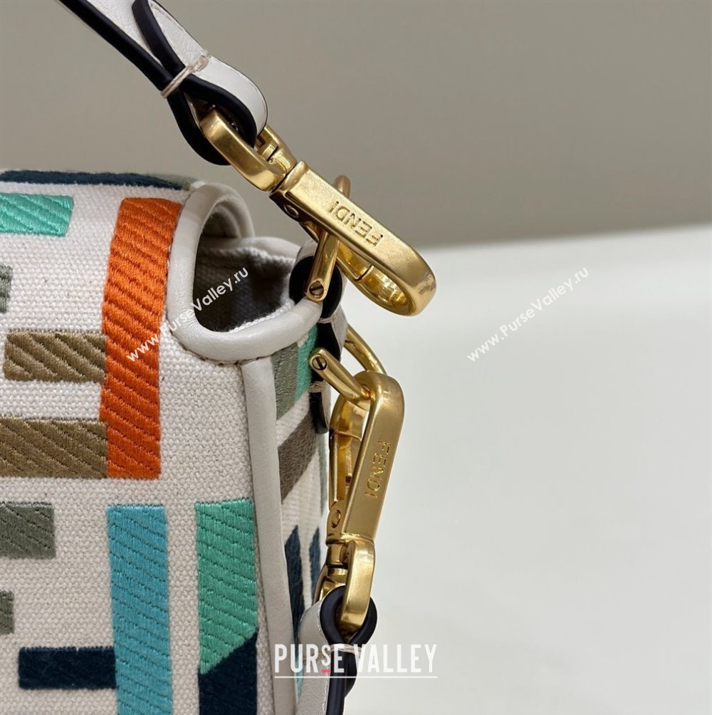 Fendi Baguette Medium Bag in Green Multicolor canvas with FF embroidery 2024 0159BM (CL-240219107)