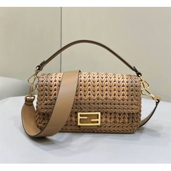 Fendi Baguette Medium Bag in Braided Leather Sand Beige/Brown 2024 8630 (CL-240219090)