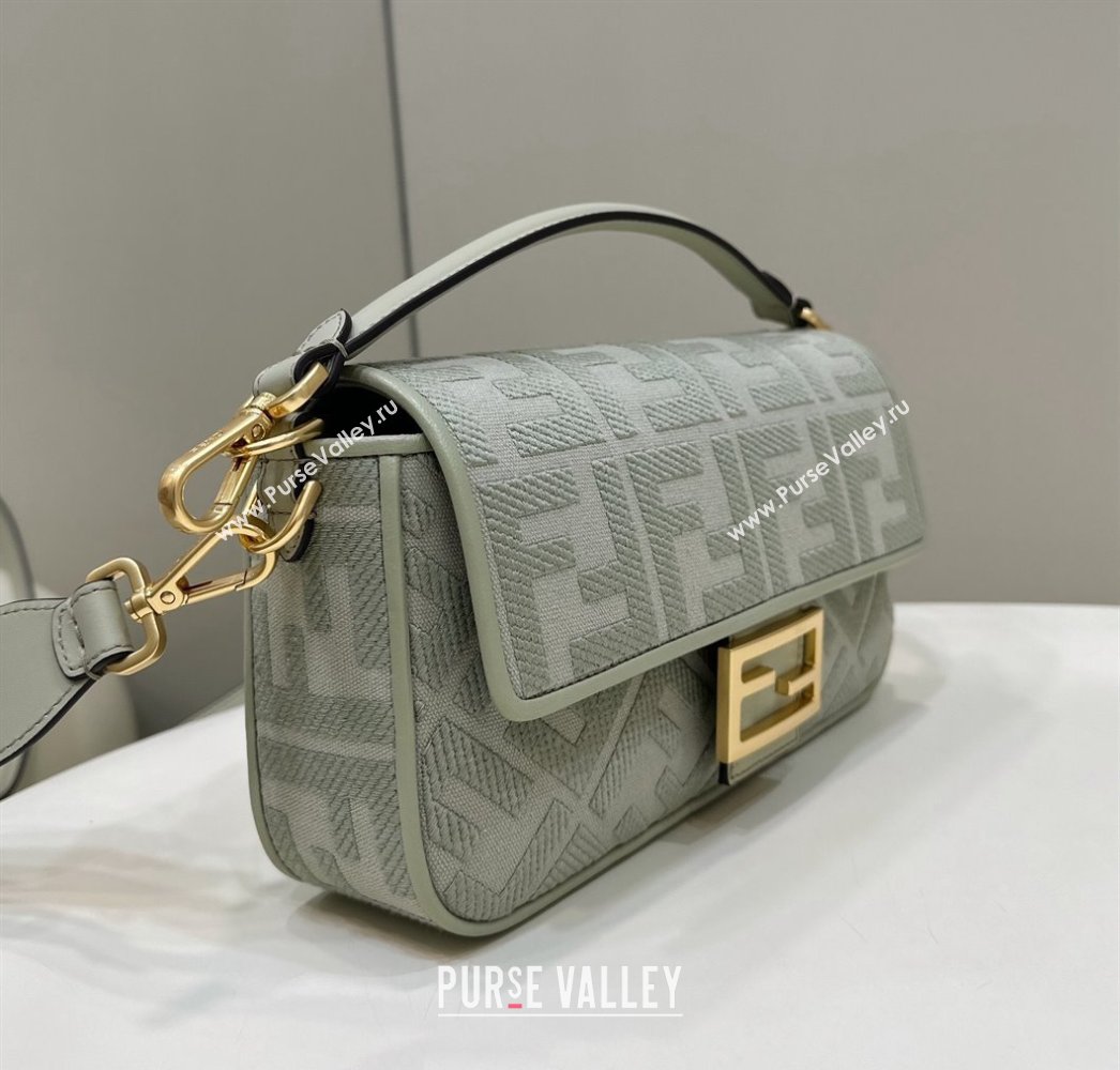 Fendi Baguette Medium Bag in Dusty Green FF Canvas 2024 0159BM (CL-240219109)