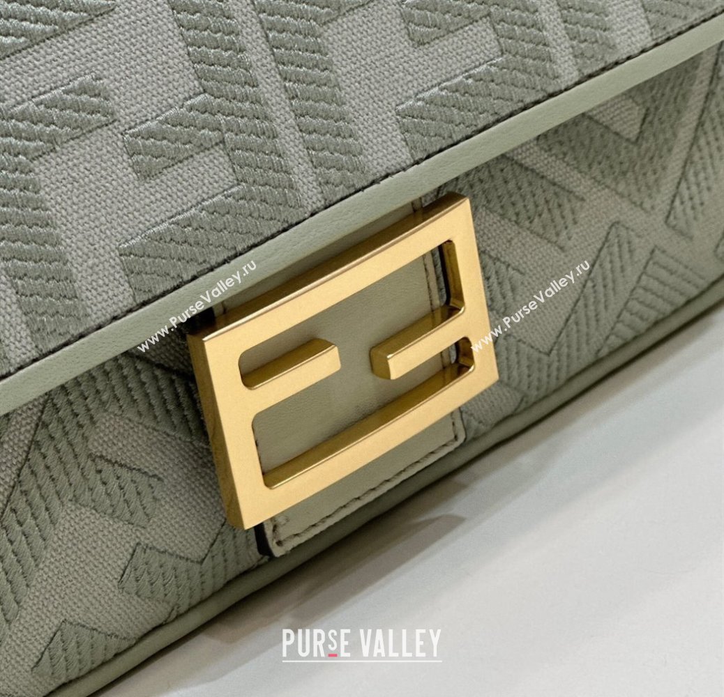 Fendi Baguette Medium Bag in Dusty Green FF Canvas 2024 0159BM (CL-240219109)