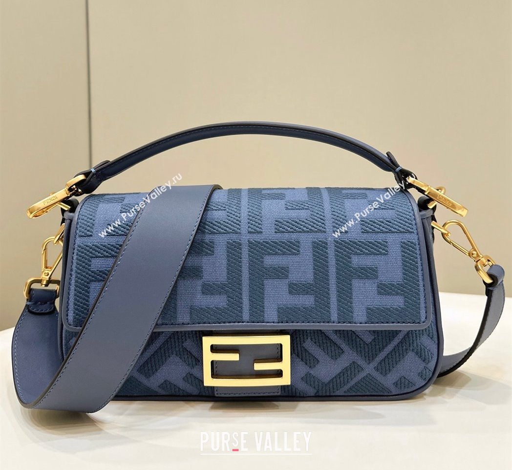 Fendi Baguette Medium Bag in Dark Blue FF Canvas 2024 0159BM (CL-240219110)