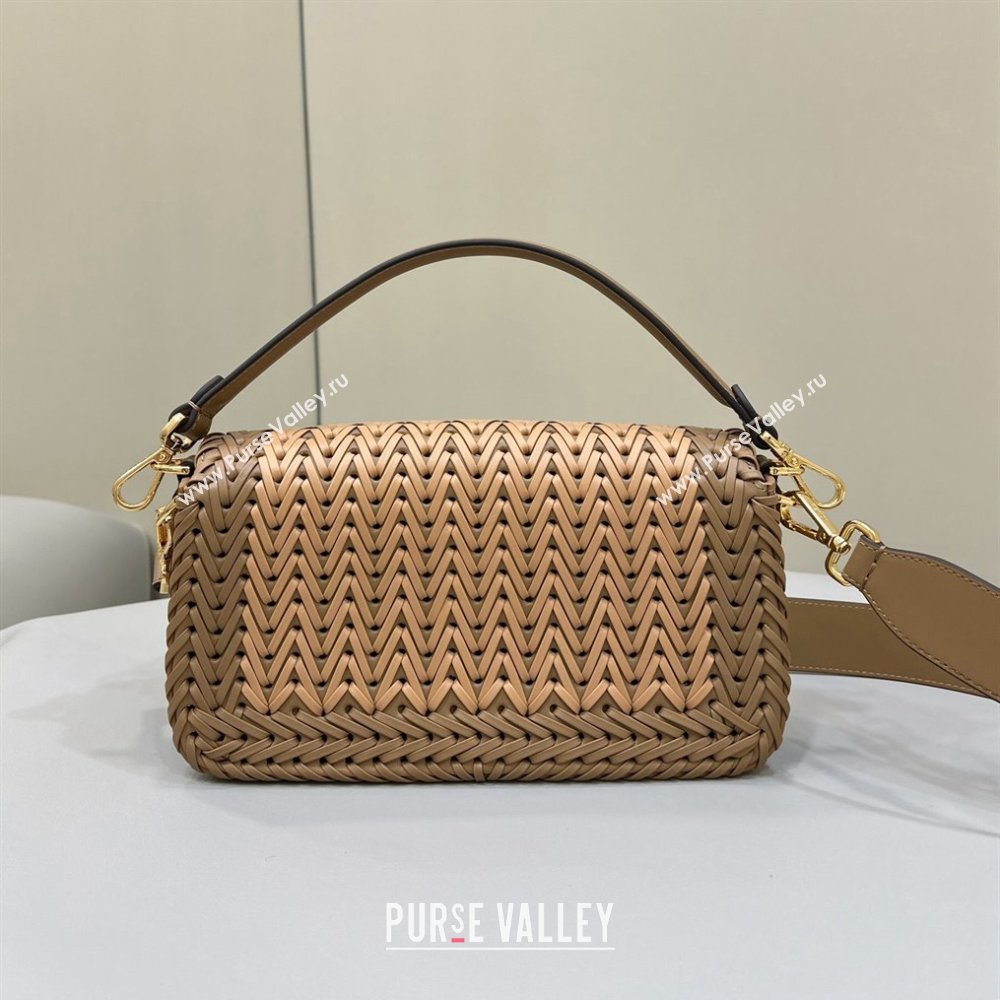 Fendi Baguette Medium Bag in Braided Leather Sand Beige/Brown 2024 8630 (CL-240219090)