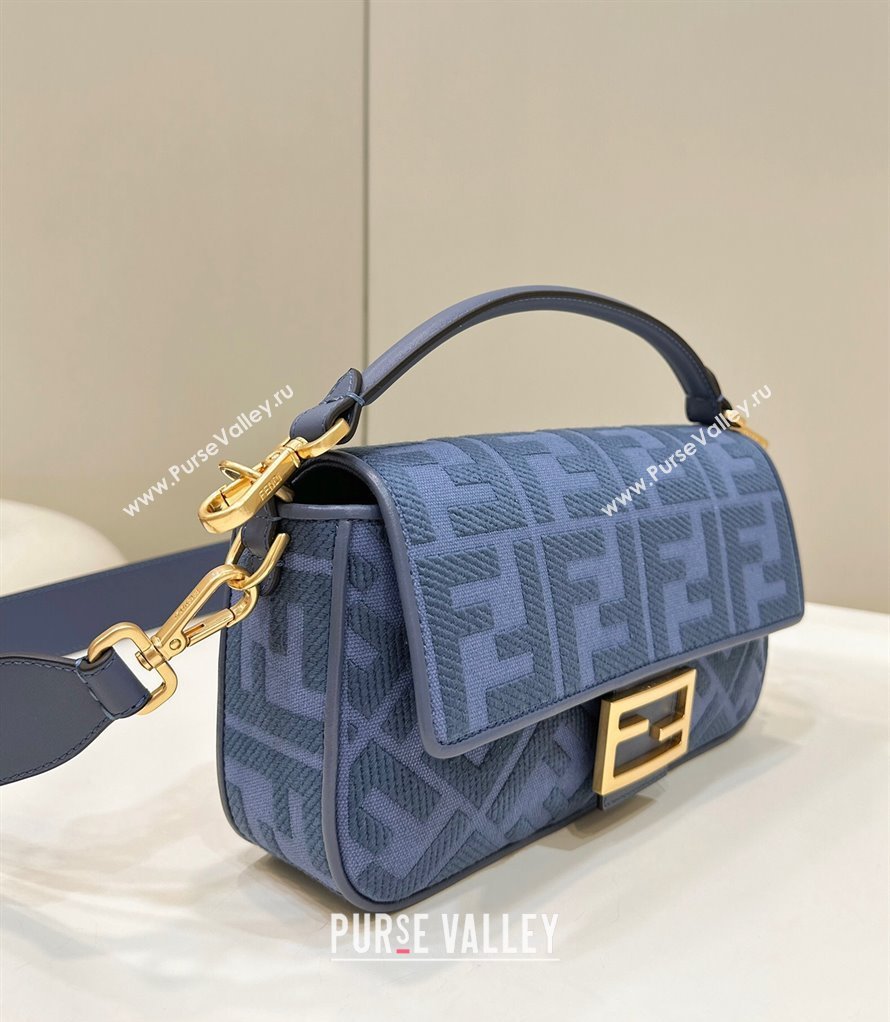 Fendi Baguette Medium Bag in Dark Blue FF Canvas 2024 0159BM (CL-240219110)