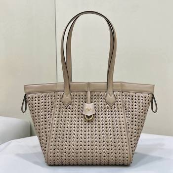 Fendi Origami Medium Bag in Dove Grey Interlaced Leather that can be transformed 2024 8626D TOP (CL-240220011)