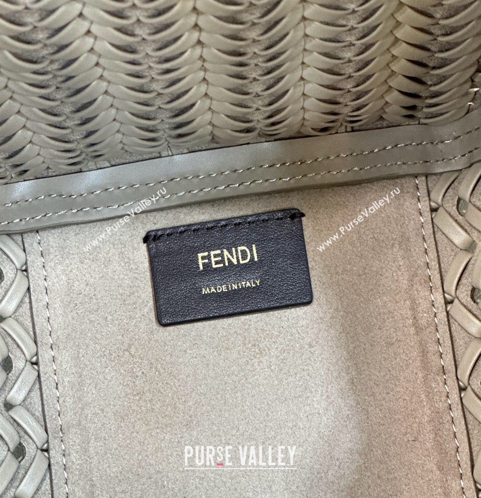 Fendi Origami Medium Bag in Dove Grey Interlaced Leather that can be transformed 2024 8626D TOP (CL-240220011)