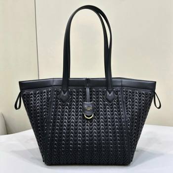 Fendi Origami Medium Bag in Black Interlaced Leather that can be transformed 2024 8626D TOP (CL-240220012)