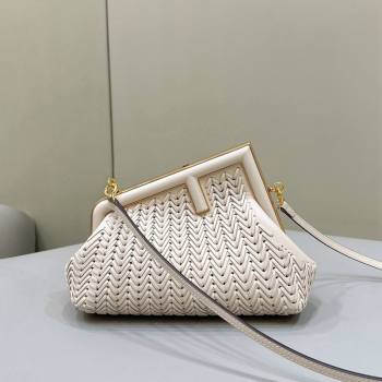 Fendi First Small Bag in Interlaced Leather Camellia White 2024 80156 (CL-240220002)