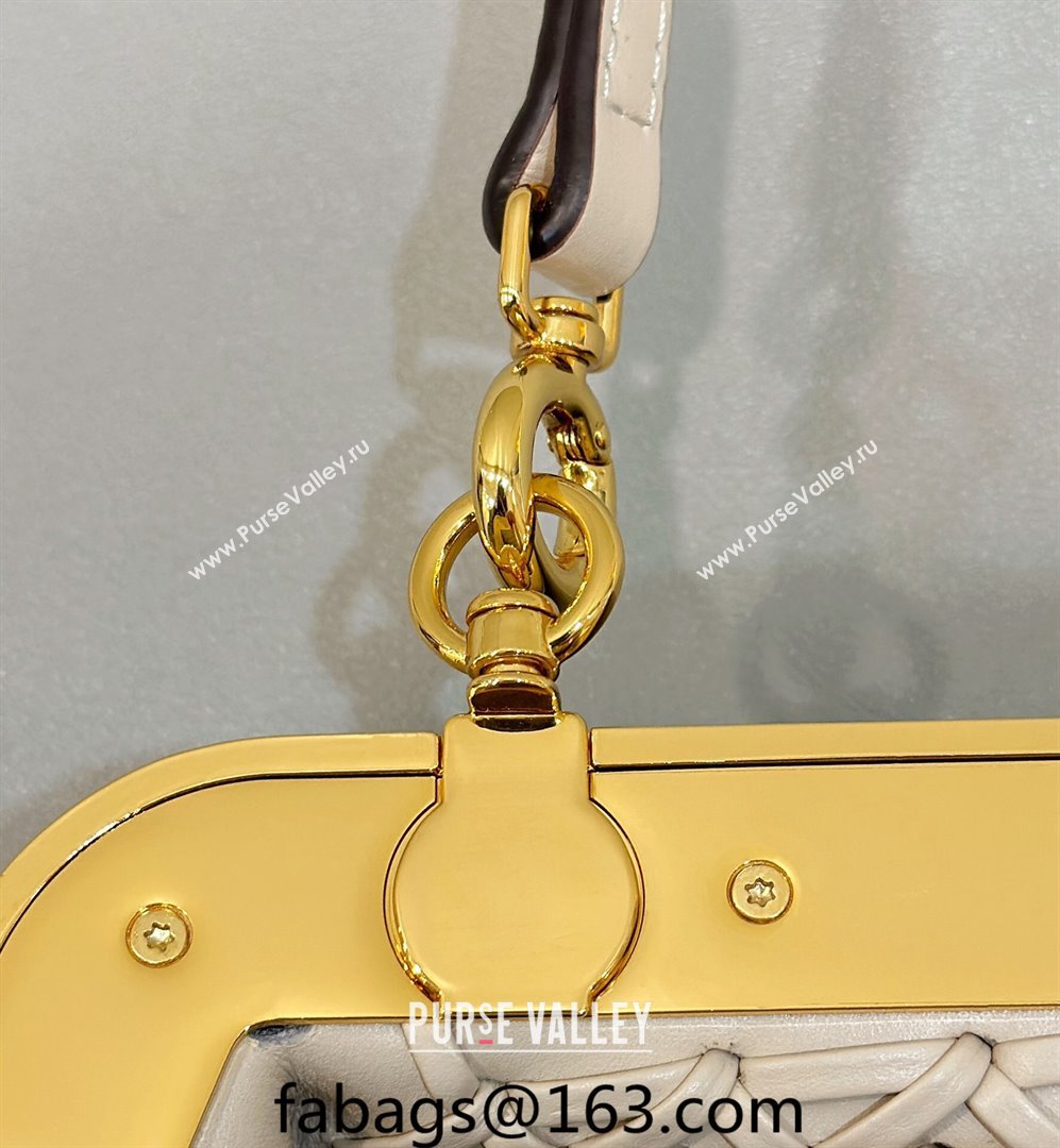 Fendi First Small Bag in Interlaced Leather Camellia White 2024 80156 (CL-240220002)