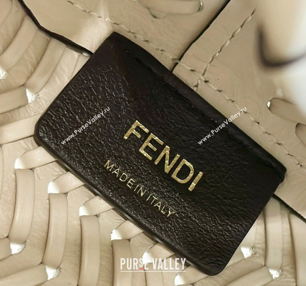 Fendi First Small Bag in Interlaced Leather Camellia White 2024 80156 (CL-240220002)