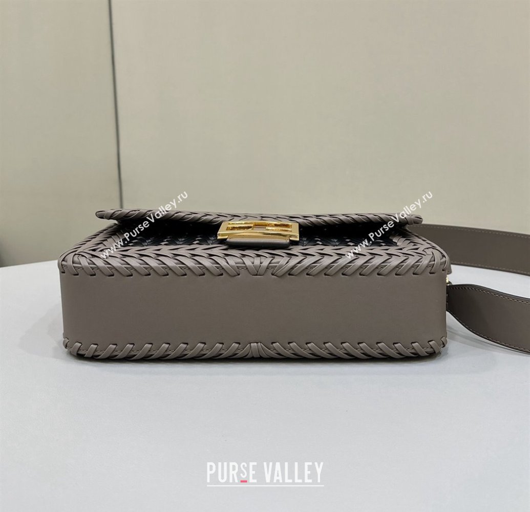 Fendi Baguette Medium Bag in Braided Leather Black/Grey 2024 8630 (CL-240219091)