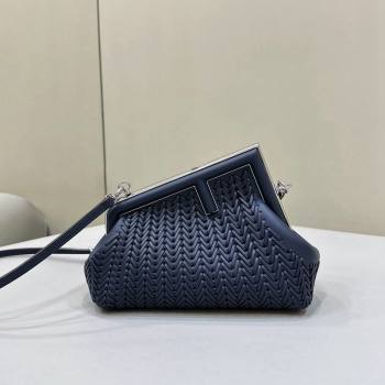 Fendi First Small Bag in Interlaced Leather Midnight Blue 2024 80156 (CL-240220004)