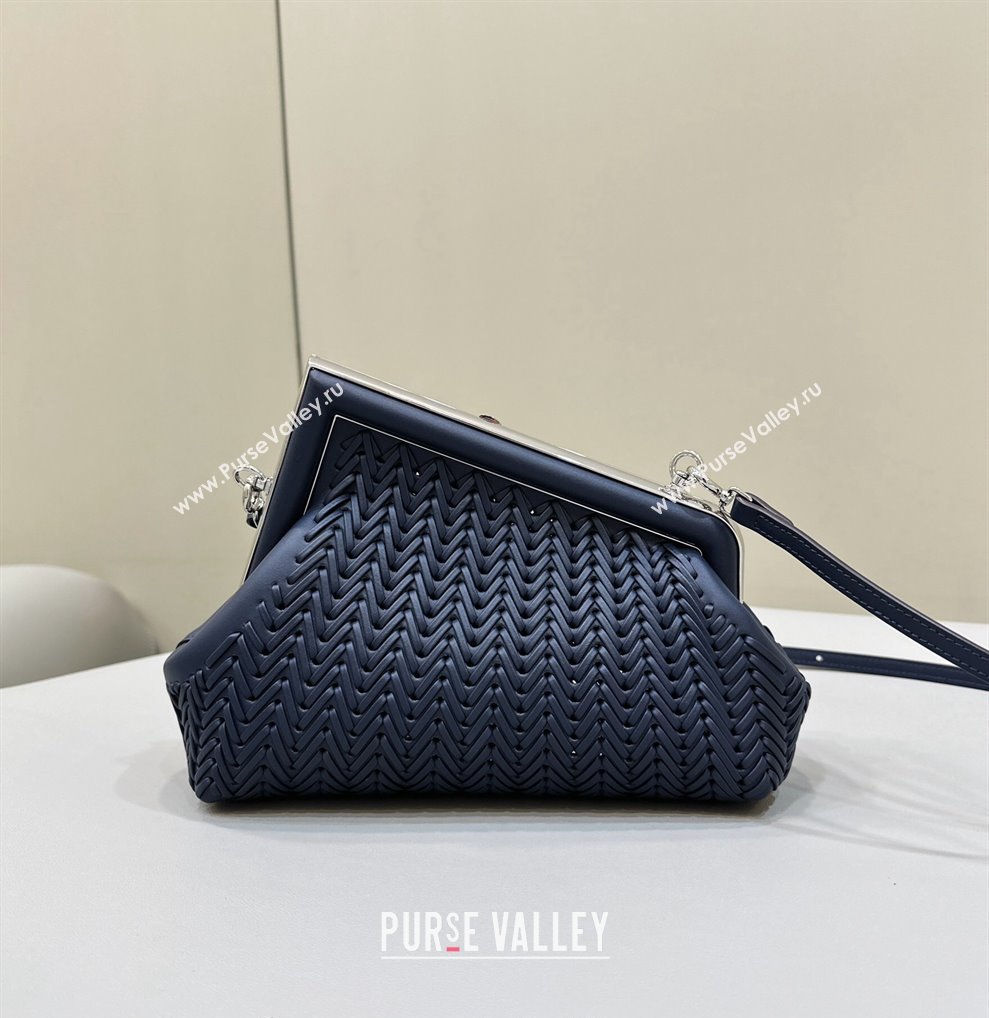 Fendi First Small Bag in Interlaced Leather Midnight Blue 2024 80156 (CL-240220004)