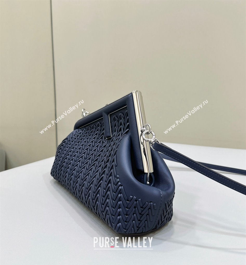 Fendi First Small Bag in Interlaced Leather Midnight Blue 2024 80156 (CL-240220004)