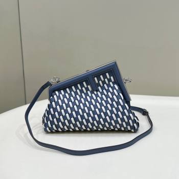 Fendi First Small Bag in Interlaced Leather White/Blue 2024 80103A (CL-240220007)