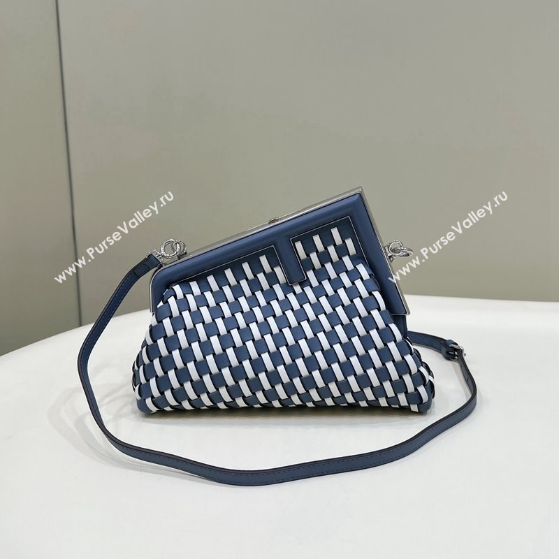 Fendi First Small Bag in Interlaced Leather White/Blue 2024 80103A (CL-240220007)