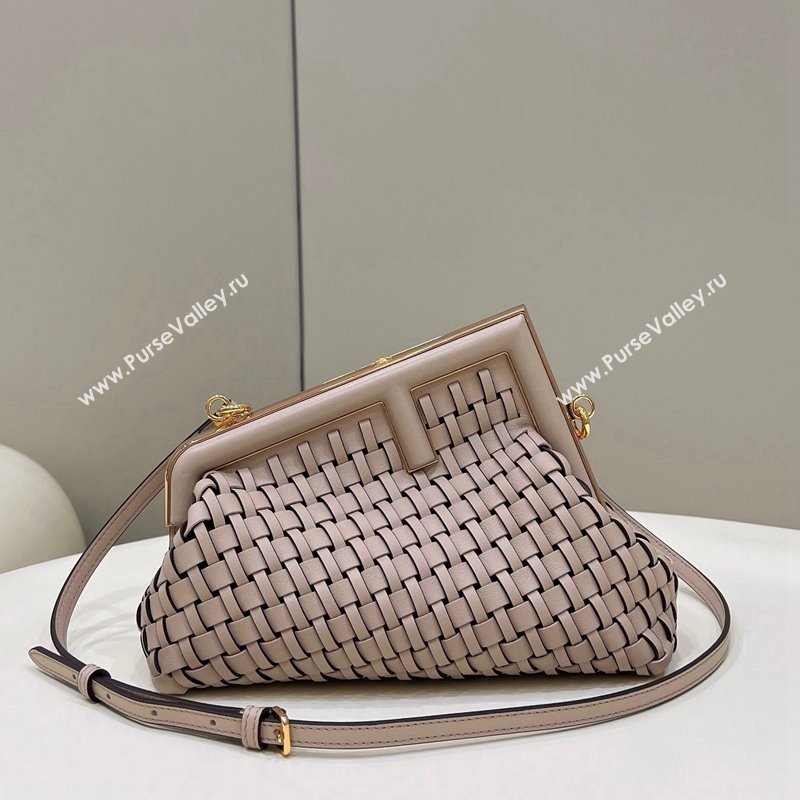 Fendi First Small Bag in Interlaced Leather Dusty Nude 2024 80103 (CL-240220006)