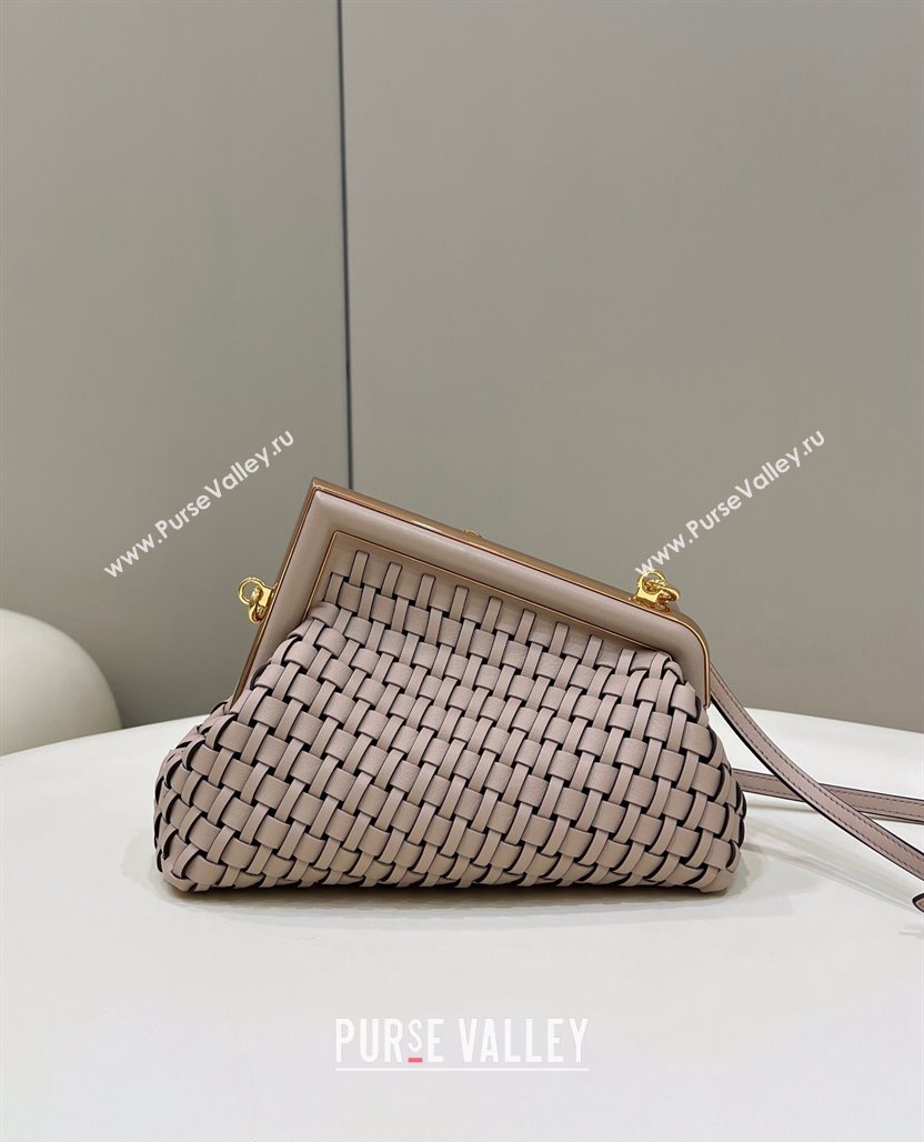 Fendi First Small Bag in Interlaced Leather Dusty Nude 2024 80103 (CL-240220006)