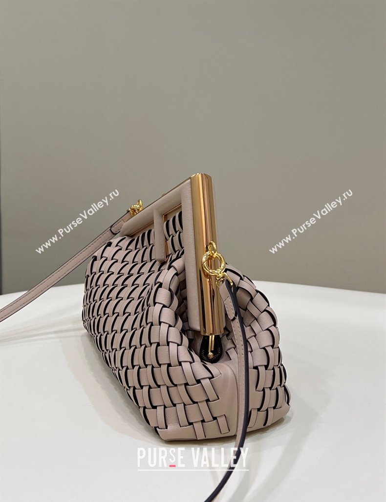 Fendi First Small Bag in Interlaced Leather Dusty Nude 2024 80103 (CL-240220006)