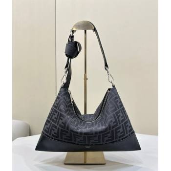 Fendi After Slim Messenger Bag in FF Fabric and Leather Black 2024 8631 (CL-240219087)