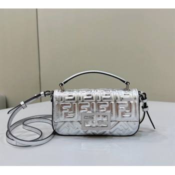 Fendi Baguette Bag Phone in FF Lambskin Silver 2024 8620C (CL-240219092)