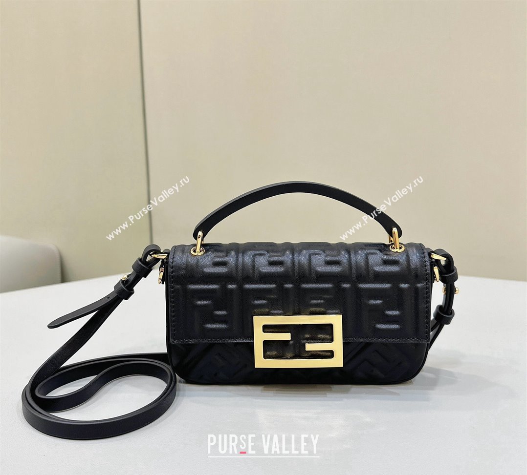 Fendi Baguette Bag Phone in FF Lambskin Black 2024 8620C (CL-240219093)