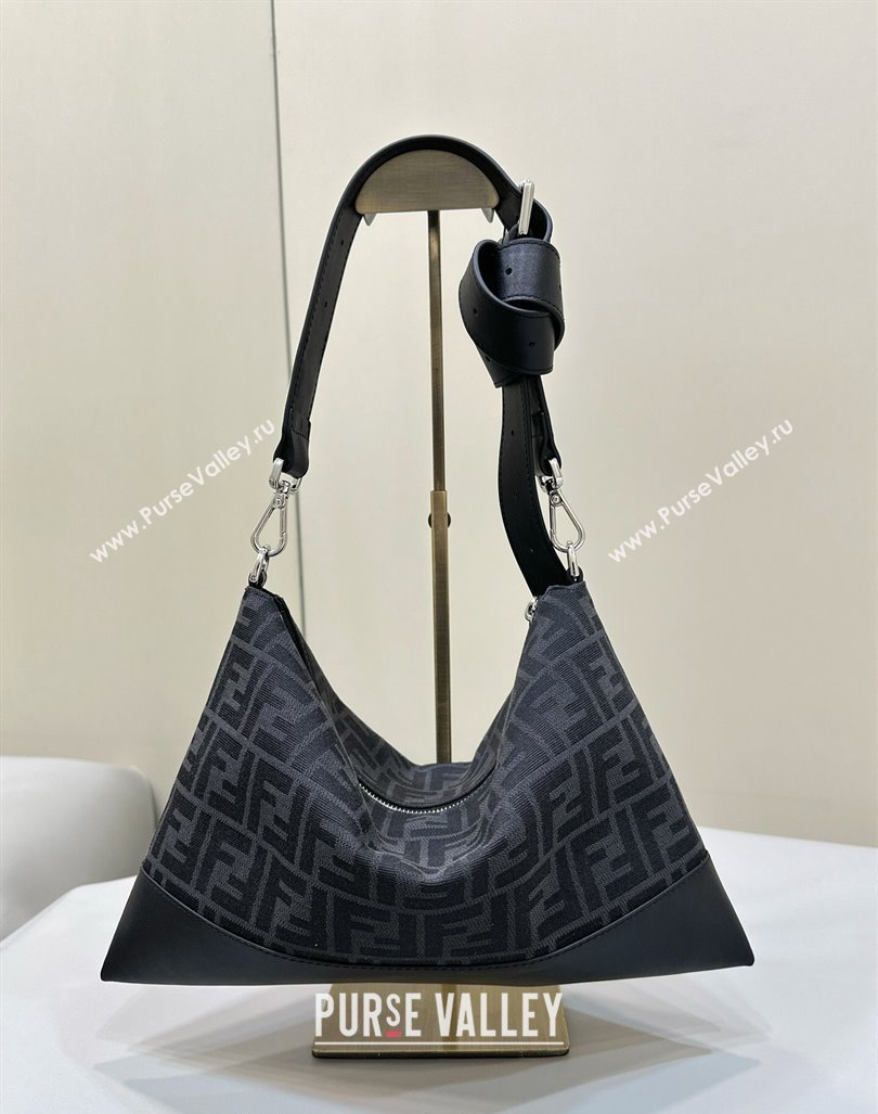 Fendi After Slim Messenger Bag in FF Fabric and Leather Black 2024 8631 (CL-240219087)