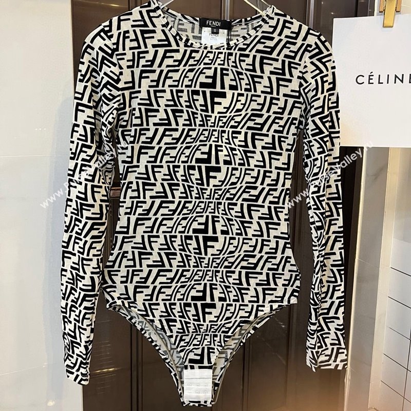 Fendi Long Sleeve Swimwear Light Beige/Black 2024 0307 (XMN-240307001)