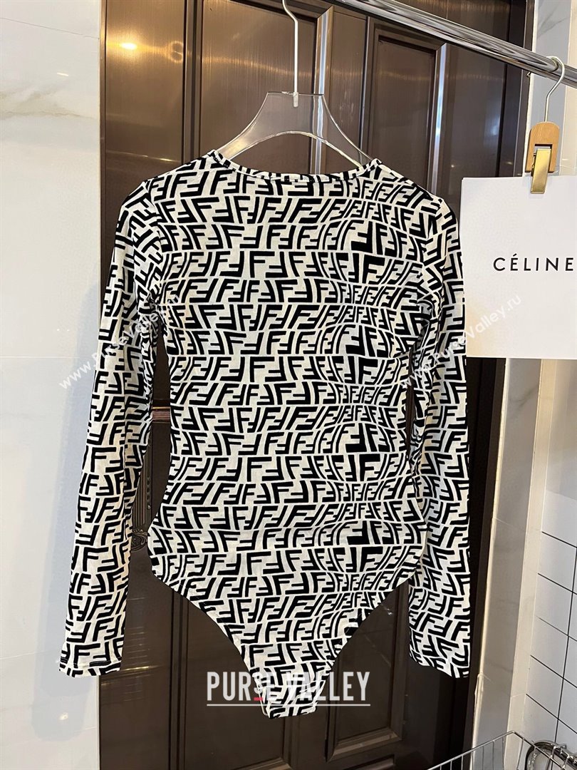 Fendi Long Sleeve Swimwear Light Beige/Black 2024 0307 (XMN-240307001)