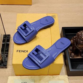 Fendi Baguette Flat Slide Sandals in Lambskin Purple 2024 0326 (MD-240326075)