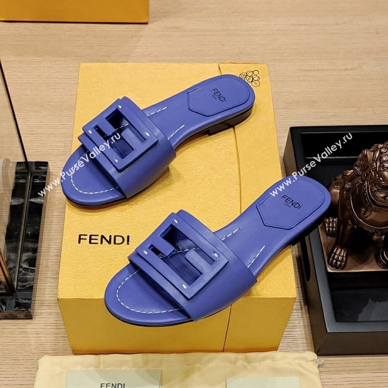 Fendi Baguette Flat Slide Sandals in Lambskin Purple 2024 0326 (MD-240326075)