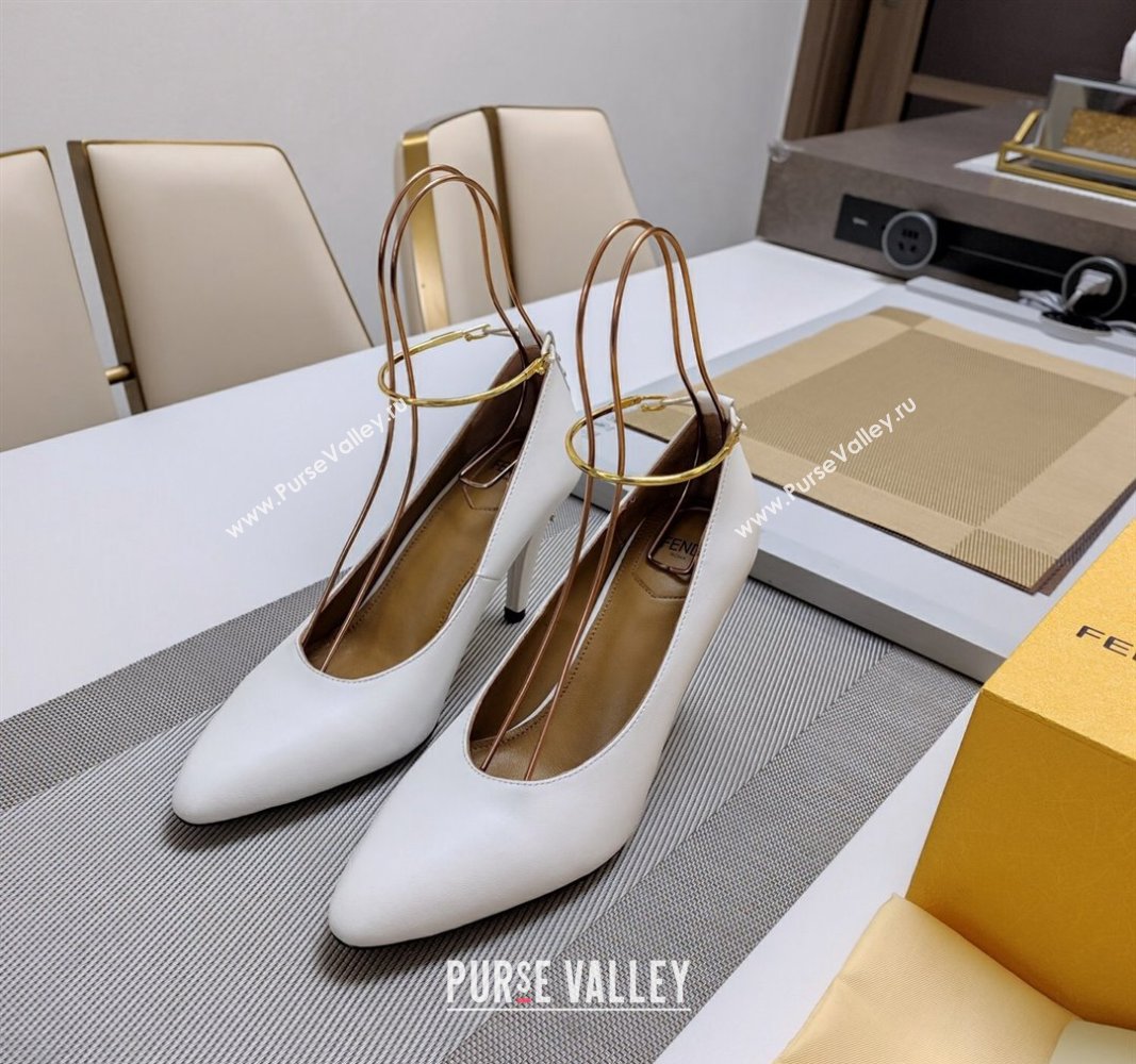 Fendi Filo Pumps 8.5cm in Calfskin Leather White 2024 (MD-240326039)