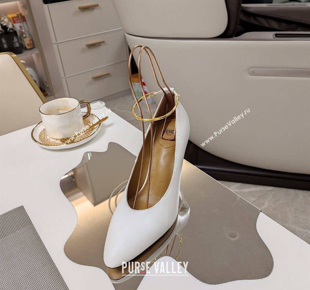 Fendi Filo Pumps 8.5cm in Calfskin Leather White 2024 (MD-240326039)