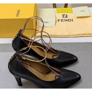 Fendi Filo Pumps 8.5cm in Calfskin Leather Black 2024 (MD-240326040)