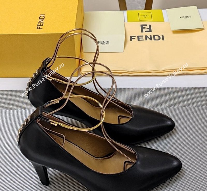 Fendi Filo Pumps 8.5cm in Calfskin Leather Black 2024 (MD-240326040)