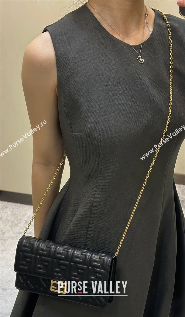 Fendi Wallet On Chain Baguette Mini Bag in FF Nappa Leather Black 2024 8638 (CL-240416008)