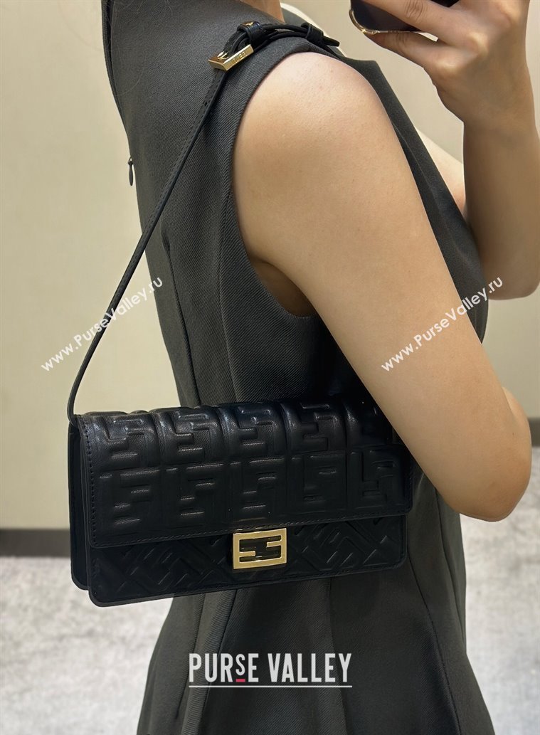 Fendi Wallet On Chain Baguette Mini Bag in FF Nappa Leather Black 2024 8638 (CL-240416008)