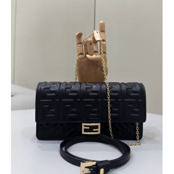 Fendi Wallet On Chain Baguette Mini Bag in FF Nappa Leather Black 2024 8638 (CL-240416008)