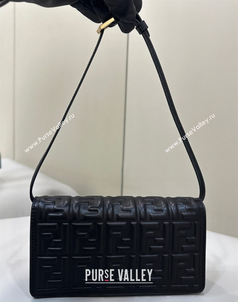 Fendi Wallet On Chain Baguette Mini Bag in FF Nappa Leather Black 2024 8638 (CL-240416008)