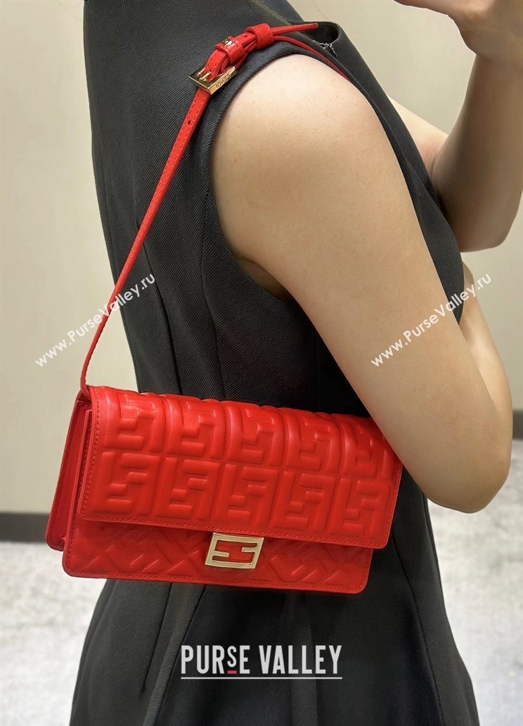 Fendi Wallet On Chain Baguette Mini Bag in FF Nappa Leather Red 2024 8638 (CL-240416009)