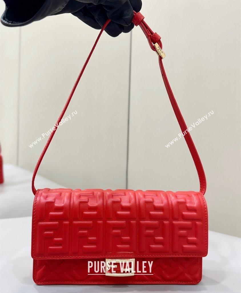 Fendi Wallet On Chain Baguette Mini Bag in FF Nappa Leather Red 2024 8638 (CL-240416009)