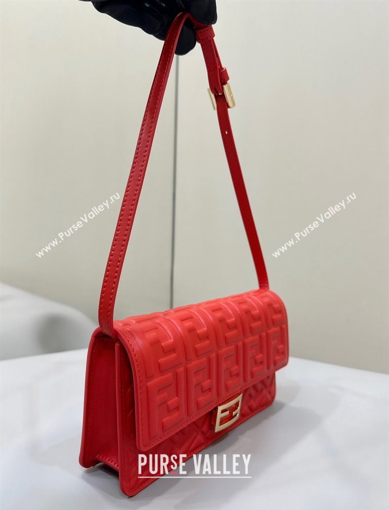 Fendi Wallet On Chain Baguette Mini Bag in FF Nappa Leather Red 2024 8638 (CL-240416009)