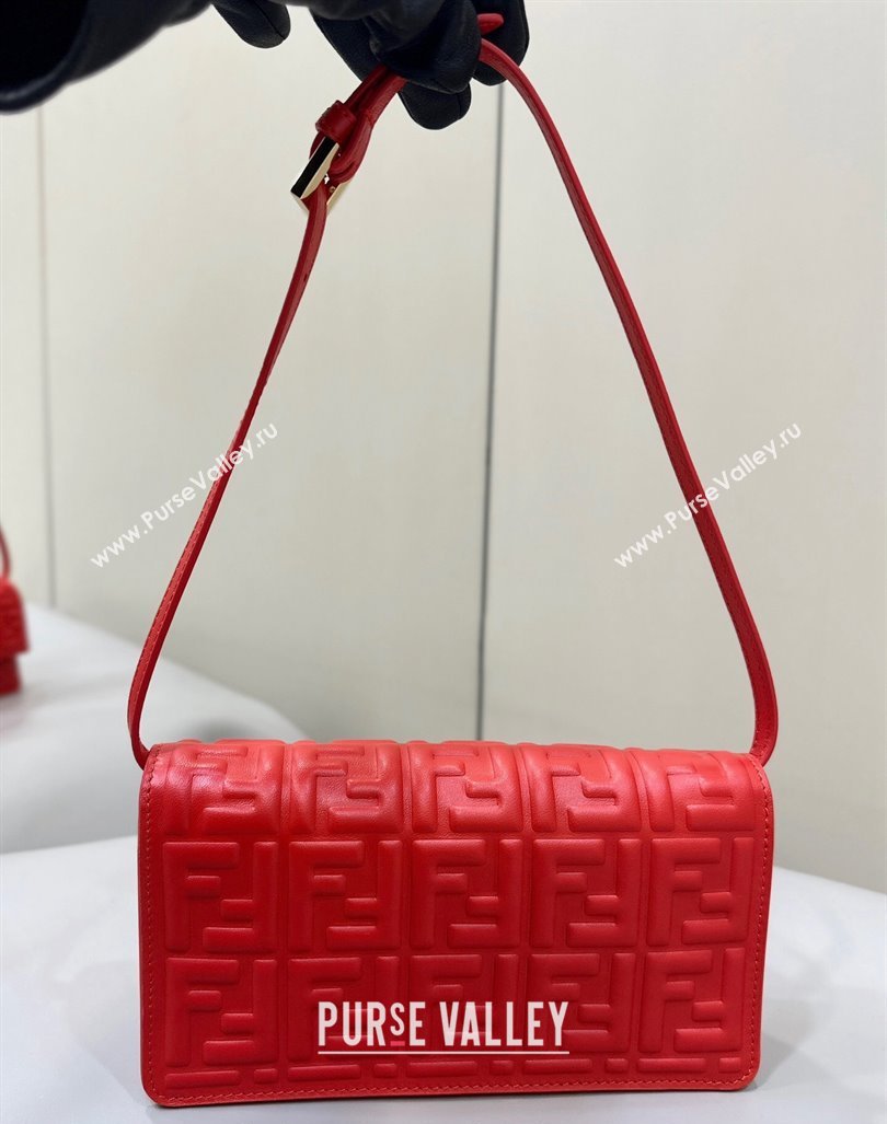 Fendi Wallet On Chain Baguette Mini Bag in FF Nappa Leather Red 2024 8638 (CL-240416009)