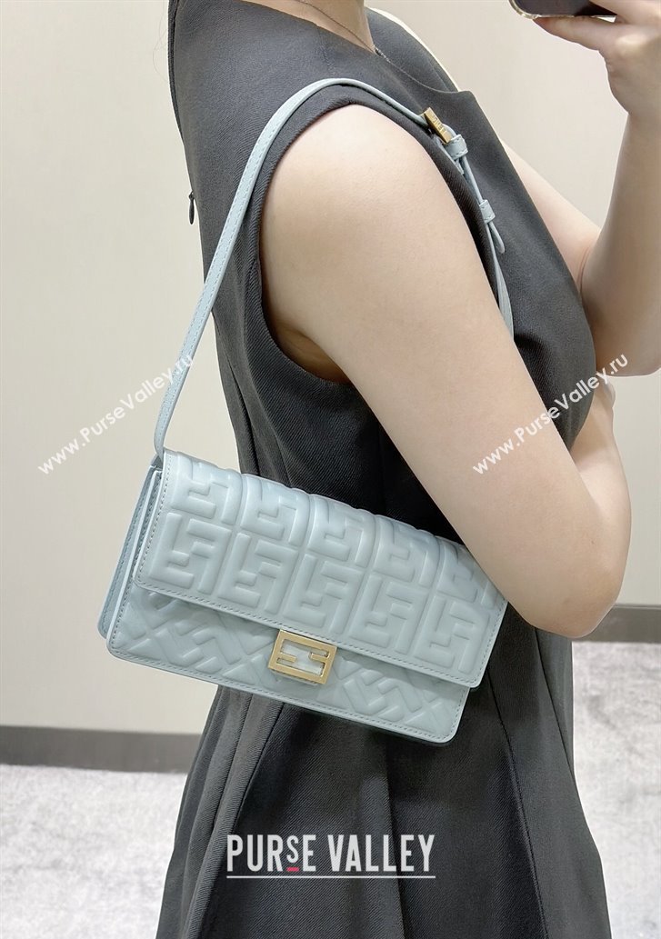 Fendi Wallet On Chain Baguette Mini Bag in FF Nappa Leather Light Blue 2024 8638 (CL-240416010)