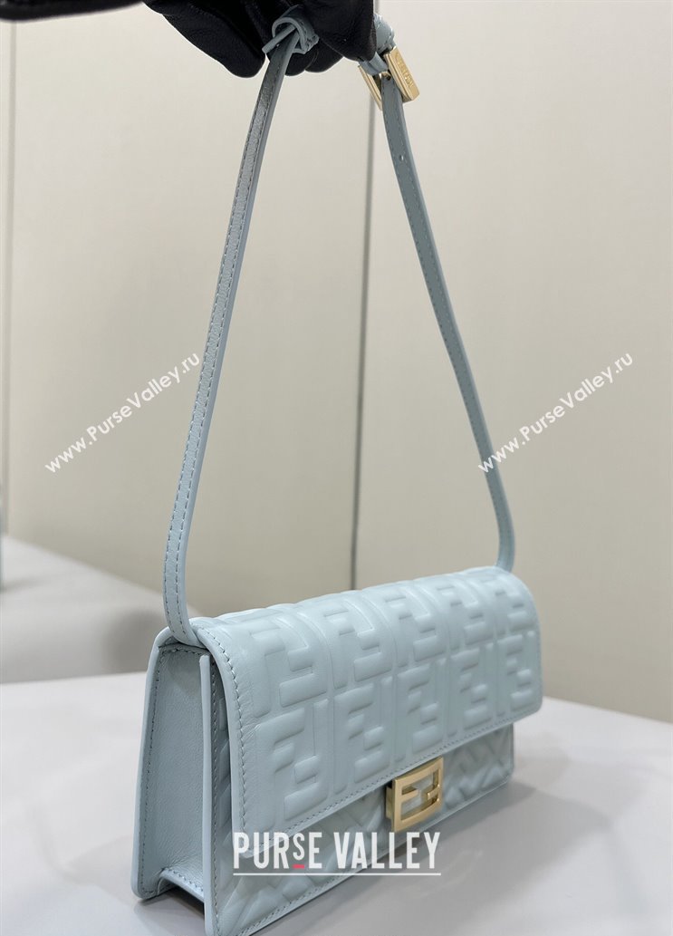 Fendi Wallet On Chain Baguette Mini Bag in FF Nappa Leather Light Blue 2024 8638 (CL-240416010)