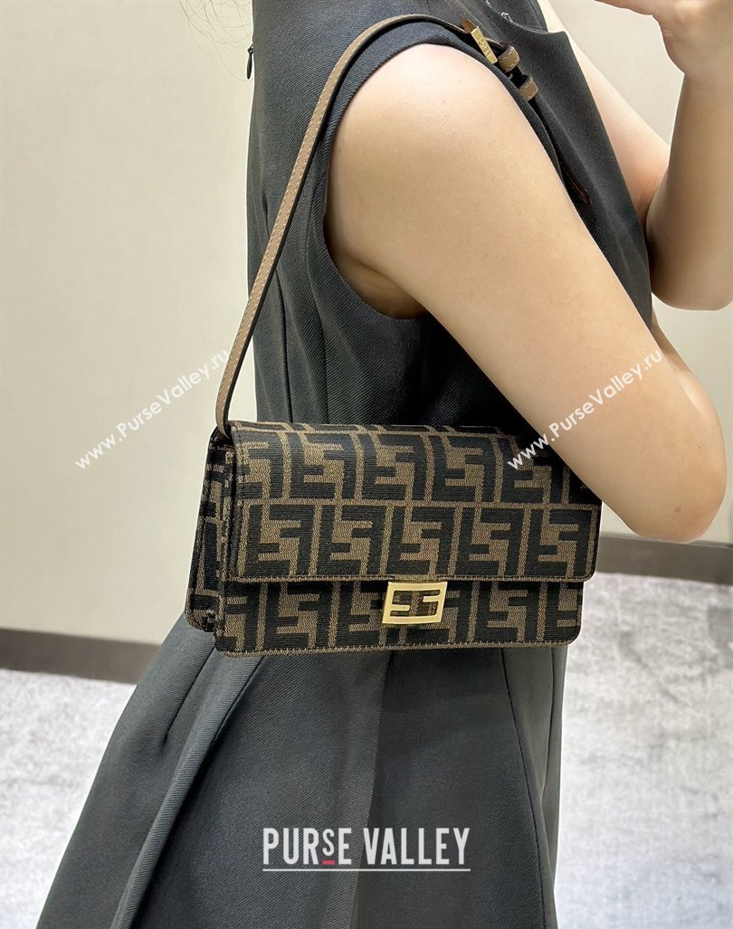 Fendi Wallet On Chain Baguette Mini Bag in Brown FF Fabric 2024 8638 (CL-240416011)