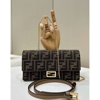 Fendi Wallet On Chain Baguette Mini Bag in Brown FF Fabric 2024 8638 (CL-240416011)