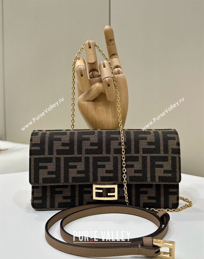 Fendi Wallet On Chain Baguette Mini Bag in Brown FF Fabric 2024 8638 (CL-240416011)