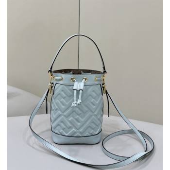 Fendi Mon Tresor Mini Bucket Bag in FF Leather Blue 2024 8637 (CL-240416013)